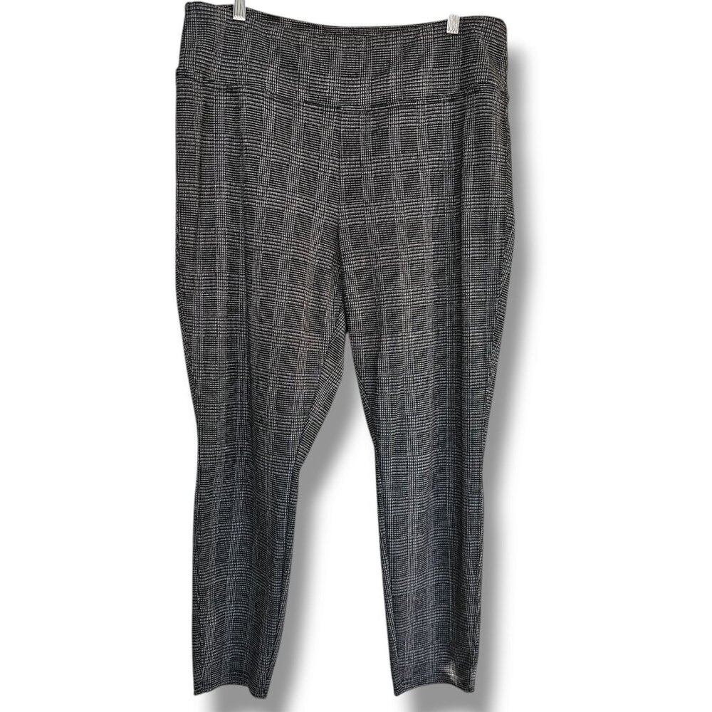 Nine West Pants Size‎ XXL Black White Plaid Pull On Elastic Waist Leggings